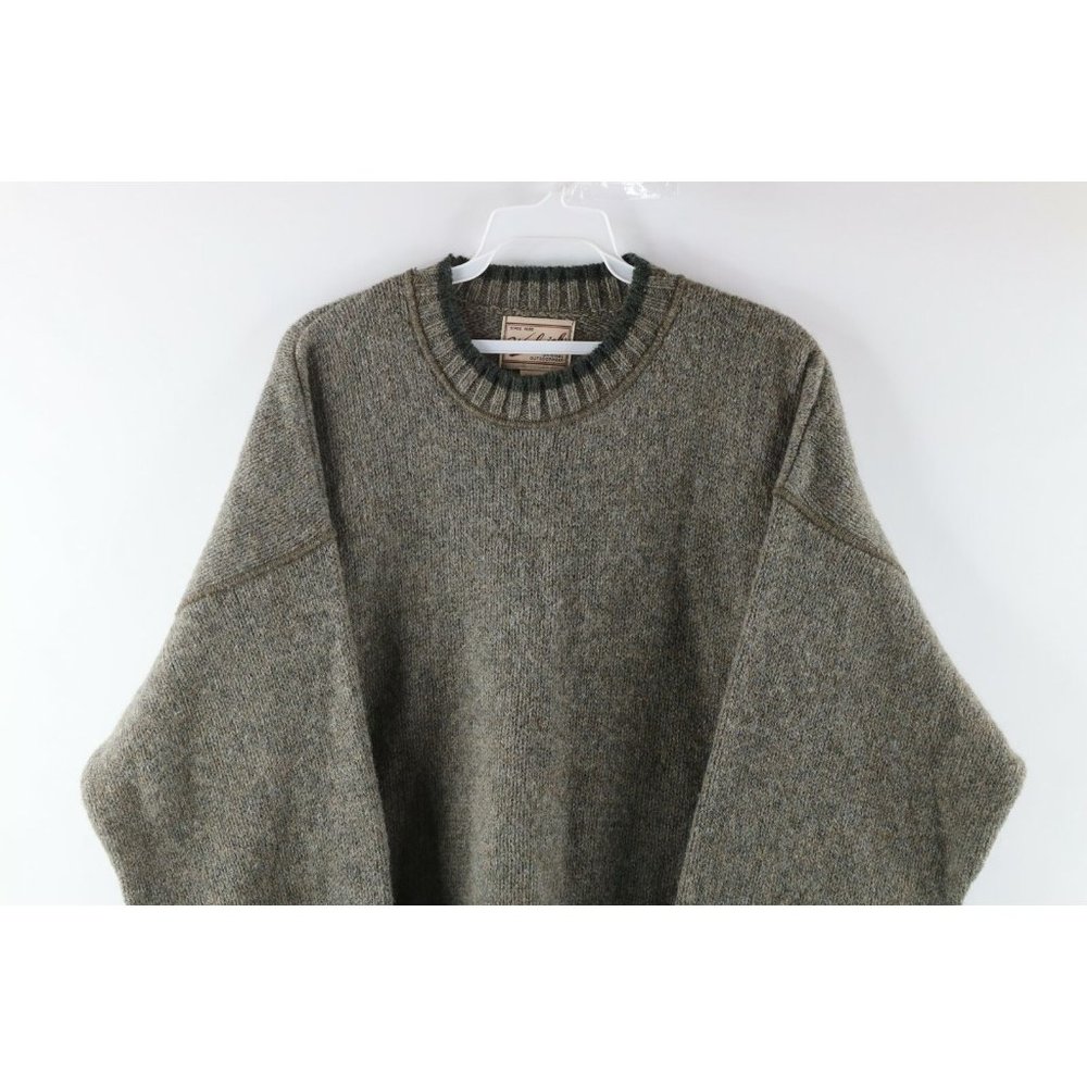 Vintage 90s Woolrich Mens Large Wool Knit Crewneck Dad Sweater Heather Green USA - Picture 2 of 8